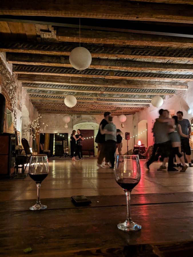 Night dance party in the palace ballroom